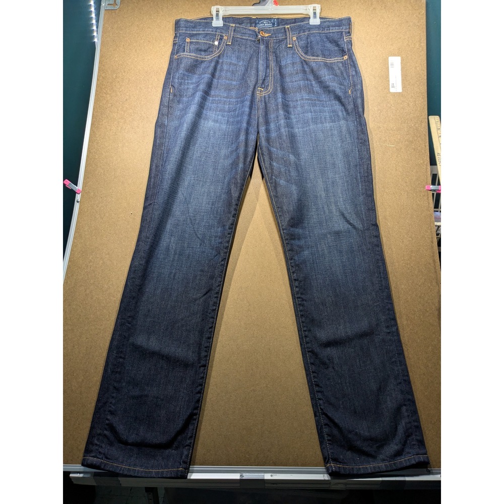 Lucky Brand 221 Original Straight Jeans Dark Olin Indigo Blue 36x32 Mens